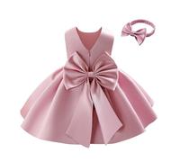 Miipat Vestido para Bebé Niña Satén Bowknot Princesa Cumpleaños Bautismo Vestidos Espalda en V Formal Boda Concurso Fiesta Vestidos para Niñas(Frijol Rojo, 3-4 Años
