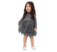 Miipat Vestido para Bebés Niñas Manga Larga Primavera y Otoño Casual de Tul y Suéter Vestido un Pequeño Niña de Princesa Vestidos Gris Oscuro 100 18-24 Mes