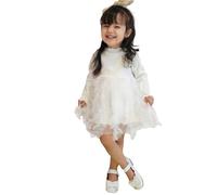 Miipat Vestido para Bebés Niñas Manga Larga Primavera y Otoño Casual de Tul y Suéter Vestido un Pequeño Niña de Princesa Vestidos Blanco 100 18-24 Mes