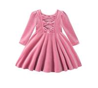 Miipat Vestidos de Terciopelo para Niñas Vestidos de Manga Larga de Otoño e Invierno Elegantes Vestido para la Fiesta de Cumpleaños de Princesas Rosa 100 3-4 Años