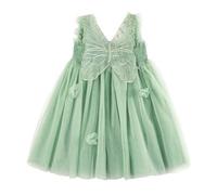 Miipat Vestidos para Bebés Niña Mariposa Tul Sin Mangas Un Niña Pequeña de Princesa Vestido Fiesta de Cumpleaños Boda Flores Niña Vestido Verde Oscuro 130 5-6 Años