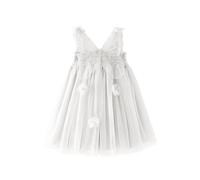 Miipat Vestidos para Bebés Niña Mariposa Tul Sin Mangas Un Niña Pequeña de Princesa Vestido Fiesta de Cumpleaños Boda Flores Niña Vestido Blanco 66 6-9 Meses