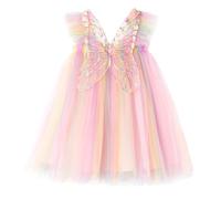 Miipat Vestidos para Bebés Niña Mariposa Tul Sin Mangas Un Niña Pequeña de Princesa Vestido Fiesta de Cumpleaños Boda Flores Niña Vestido Arcoíris 120 4-5 Años