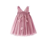 Miipat Vestidos para Bebés Niña Mariposa Tul Sin Mangas Un Niña Pequeña de Princesa Vestido Fiesta de Cumpleaños Boda Flores Niña Vestido Rosa Oscuro 66 6-9 Meses