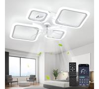MiiR Ventilador De Techo Con Luz Integrada, Plafón De 65W, Incluye Ventilador Y Mando A Distancia, Regulable, 6 Velocidades De Viento, Función Memoria, Apto Para Dormitorios Y Salones,Blanco