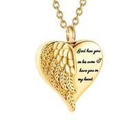 Miity Haiy Collar de urna de corazón de cremación, joyería para cenizas para mujeres y hombres, colgante conmemorativo de recuerdo, soporte para cenizas, Acero inoxidable, No es una piedra preciosa