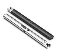 MIIVII 2 Piezas Mechero Electrico USB Recargable Largo Encendedor Electrónico (Negro+Plata)