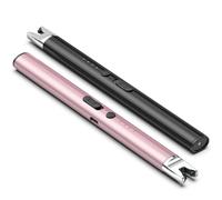 MIIVII 2 Piezas Mechero Electrico USB Recargable Largo Encendedor Electrónico (Negro+Rosa)