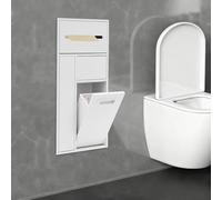 MIIWWOWO Nicho de baño de acero inoxidable 65 x 30 x 14 cm, diseño integrado, estantes de baño multifuncionales con cubo de basura portarrollos (blanco)