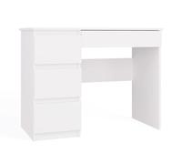 CDF Escritorio 4 Cajones Mesa de Ordenador Oficina Casa Despacho Decoración Diseño Versátil Estudio para Computadora Laptop Portátil Gaming Documentos para Trabajo Juvenil Adulto - Blanco Mate