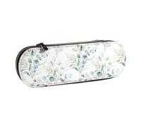 MIJKO Acuarela Hoja Floral Verde Eucalipto Hojas Redondas Suculentas, Estuche para lápices Estuche para lápices de Cuero PU Estuche para lápices Estuche para lápices Estuche para cosméticos