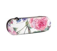 MIJKO Acuarela Primavera Flor Vintage, Estuche para lápices Estuche para lápices de Cuero de PU Estuche para lápices de Gran Capacidad Estuche para lápices Bolsa de cosméticos