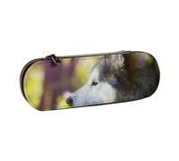 MIJKO Alaskan Malamute Bokeh Mascotas Perros Lindo, Estuche para lápices Estuche para lápices de Cuero de PU Estuche para lápices de Gran Capacidad Estuche para lápices Bolsa de cosméticos