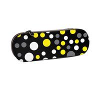 MIJKO Amarillo Blanco Lunares Negros, Estuche para lápices Estuche para lápices de Cuero de PU Estuche para lápices de Gran Capacidad Estuche para lápices Bolsa de cosméticos