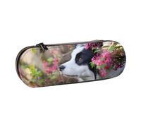MIJKO Animales Border Collie Lindo Perro Pet, Estuche para lápices Estuche para lápices de Cuero de PU Estuche para lápices de Gran Capacidad Estuche para lápices Bolsa de cosméticos