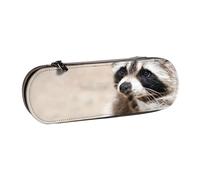 MIJKO Animales Inteligentes Mapache Naturaleza, Estuche para lápices Estuche para lápices de Cuero de PU Estuche para lápices de Gran Capacidad Estuche para lápices Bolsa de cosméticos