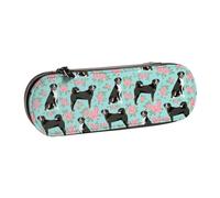MIJKO Appenzeller Sennehund Perro de montaña Suizo Diseño Floral de Rosas para Perros, Estuche para lápices de Cuero PU, Estuche para lápices de Gran Capacidad, Bolso para cosméticos