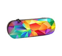 MIJKO Arcoiris geométrico, Estuche para lápices Estuche para lápices de Cuero de PU Estuche para lápices de Gran Capacidad Estuche para lápices Bolsa de cosméticos