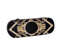 MIJKO Art Deco Vintage Era El Gran Gatsby Oro Negro Patrón, Estuche para lápices Estuche para lápices de Cuero de PU Estuche para lápices de Gran Capacidad Estuche para lápices Bolsa de cosméticos