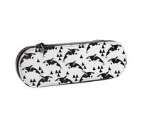 MIJKO Ballenas orcas Lindas, Estuche para lápices Estuche para lápices de Cuero de PU Estuche para lápices de Gran Capacidad Estuche para lápices Bolsa de cosméticos