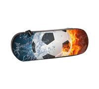 MIJKO Balón de fútbol en Fuego y Agua, Estuche para lápices Estuche para lápices de Cuero de PU Estuche para lápices de Gran Capacidad Estuche para lápices Bolsa de cosméticos
