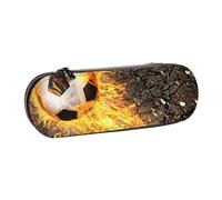 MIJKO Balón de fútbol en Llamas de Fuego ardiente, Estuche para lápices Estuche para lápices de Cuero de PU Estuche para lápices de Gran Capacidad Estuche para lápices Bolsa de cosméticos