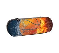 MIJKO Baloncesto En Agua Y Fuego, Estuche para lápices Estuche para lápices de Cuero de PU Estuche para lápices de Gran Capacidad Estuche para lápices Bolsa de cosméticos