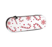 MIJKO Bastón de Caramelo Rojo navideño, Estuche para lápices Estuche para lápices de Cuero de PU Estuche para lápices de Gran Capacidad Estuche para lápices Bolsa de cosméticos