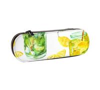 MIJKO Bebida Cóctel Limón Hielo, Estuche para lápices Estuche para lápices de Cuero de PU Estuche para lápices de Gran Capacidad Estuche para lápices Bolsa de cosméticos
