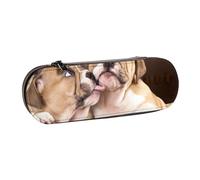 MIJKO Besar Cachorros de Bulldog inglés, Estuche para lápices Estuche para lápices de Cuero de PU Estuche para lápices de Gran Capacidad Estuche para lápices Bolsa de cosméticos