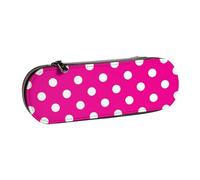 MIJKO Blanco A Lunares Rosa, Estuche para lápices Estuche para lápices de Cuero de PU Estuche para lápices de Gran Capacidad Estuche para lápices Bolsa de cosméticos