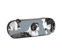 MIJKO Border Collie Azul, Estuche para lápices Estuche para lápices de Cuero de PU Estuche para lápices de Gran Capacidad Estuche para lápices Bolsa de cosméticos