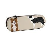 MIJKO Border Collie Border Raza de Perro básica Mixta, Estuche para lápices Estuche para lápices de Cuero de PU Estuche para lápices de Gran Capacidad Estuche para lápices Bolsa de cosméticos