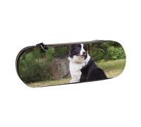 MIJKO Border Collie Perro Malo, Estuche para lápices Estuche para lápices de Cuero de PU Estuche para lápices de Gran Capacidad Estuche para lápices Bolsa de cosméticos