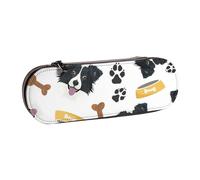 MIJKO Border Collie Perro Sonriente, Estuche para lápices Estuche para lápices de Cuero de PU Estuche para lápices de Gran Capacidad Estuche para lápices Bolsa de cosméticos