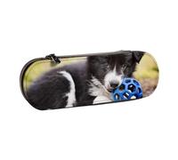 MIJKO Border Collie Perros Cachorro Mascotas Borde Negro, Estuche para lápices Estuche para lápices de Cuero de PU Estuche para lápices de Gran Capacidad Estuche para lápices Bolsa de cosméticos