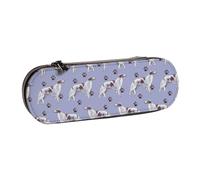 MIJKO Borzoi y Huellas de Patas, Estuche para lápices Estuche para lápices de Cuero de PU Estuche para lápices de Gran Capacidad Estuche para lápices Bolsa de cosméticos