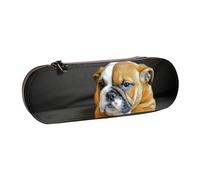MIJKO Bulldog Inglés arrodillado, Estuche para lápices Estuche para lápices de Cuero de PU Estuche para lápices de Gran Capacidad Estuche para lápices Bolsa de cosméticos