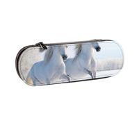 MIJKO Caballos moteados raros al Galope, Estuche para lápices Estuche para lápices de Cuero de PU Estuche para lápices de Gran Capacidad Estuche para lápices Bolsa de cosméticos