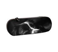 MIJKO Cachorro Border Collie, Estuche para lápices Estuche para lápices de Cuero de PU Estuche para lápices de Gran Capacidad Estuche para lápices Bolsa de cosméticos
