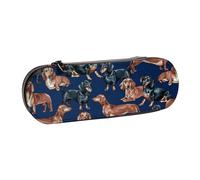 MIJKO Cachorro de Perro Salchicha, Estuche para lápices Estuche para lápices de Cuero de PU Estuche para lápices de Gran Capacidad Estuche para lápices Bolsa de cosméticos