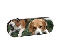 MIJKO Cachorros Beagle, Estuche para lápices Estuche para lápices de Cuero de PU Estuche para lápices de Gran Capacidad Estuche para lápices Bolsa de cosméticos