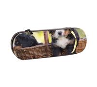 MIJKO Cachorros de Perro de montaña de Berna, Estuche para lápices Estuche para lápices de Cuero de PU Estuche para lápices de Gran Capacidad Estuche para lápices Bolsa de cosméticos