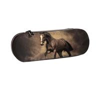 MIJKO Café Caballo Corriendo, Estuche para lápices Estuche para lápices de Cuero de PU Estuche para lápices de Gran Capacidad Estuche para lápices Bolsa de cosméticos