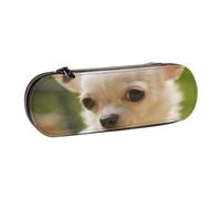 MIJKO Cara de Perro Chihuahua Blanco, Estuche para lápices Estuche para lápices de Cuero de PU Estuche para lápices de Gran Capacidad Estuche para lápices Bolsa de cosméticos
