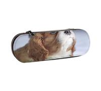 MIJKO Cara del Cavalier King Charles Spaniel, Estuche para lápices Estuche para lápices de Cuero de PU Estuche para lápices de Gran Capacidad Estuche para lápices Bolsa de cosméticos