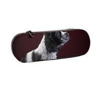 MIJKO Cocker Spaniel Cachorro Spaniel Blanco Y Negro, Estuche para lápices Estuche para lápices de Cuero de PU Estuche para lápices de Gran Capacidad Estuche para lápices Bolsa de cosméticos
