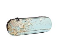 MIJKO Colección Mar Concha Playa Vintage, Estuche para lápices Estuche para lápices de Cuero de PU Estuche para lápices de Gran Capacidad Estuche para lápices Bolsa de cosméticos