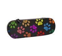 MIJKO Colorido Perro Pata Arco Iris Lindo Animal Mascota, Estuche para lápices Estuche para lápices de Cuero de PU Estuche para lápices de Gran Capacidad Estuche para lápices Bolsa de cosméticos