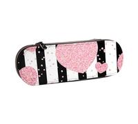 MIJKO Corazón Romántico Raya De Lentejuelas De Oro Rosa, Estuche para lápices Estuche para lápices de Cuero de PU Estuche para lápices de Gran Capacidad Estuche para lápices Bolsa de cosméticos